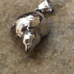 Sterling silver stamped shell pendant